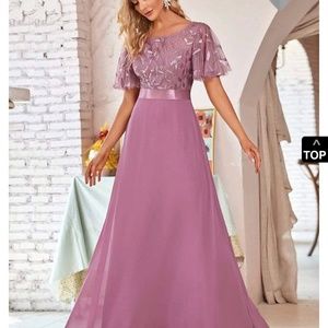 Romantic round neck ruffle sleeves chiffon & sequins dress